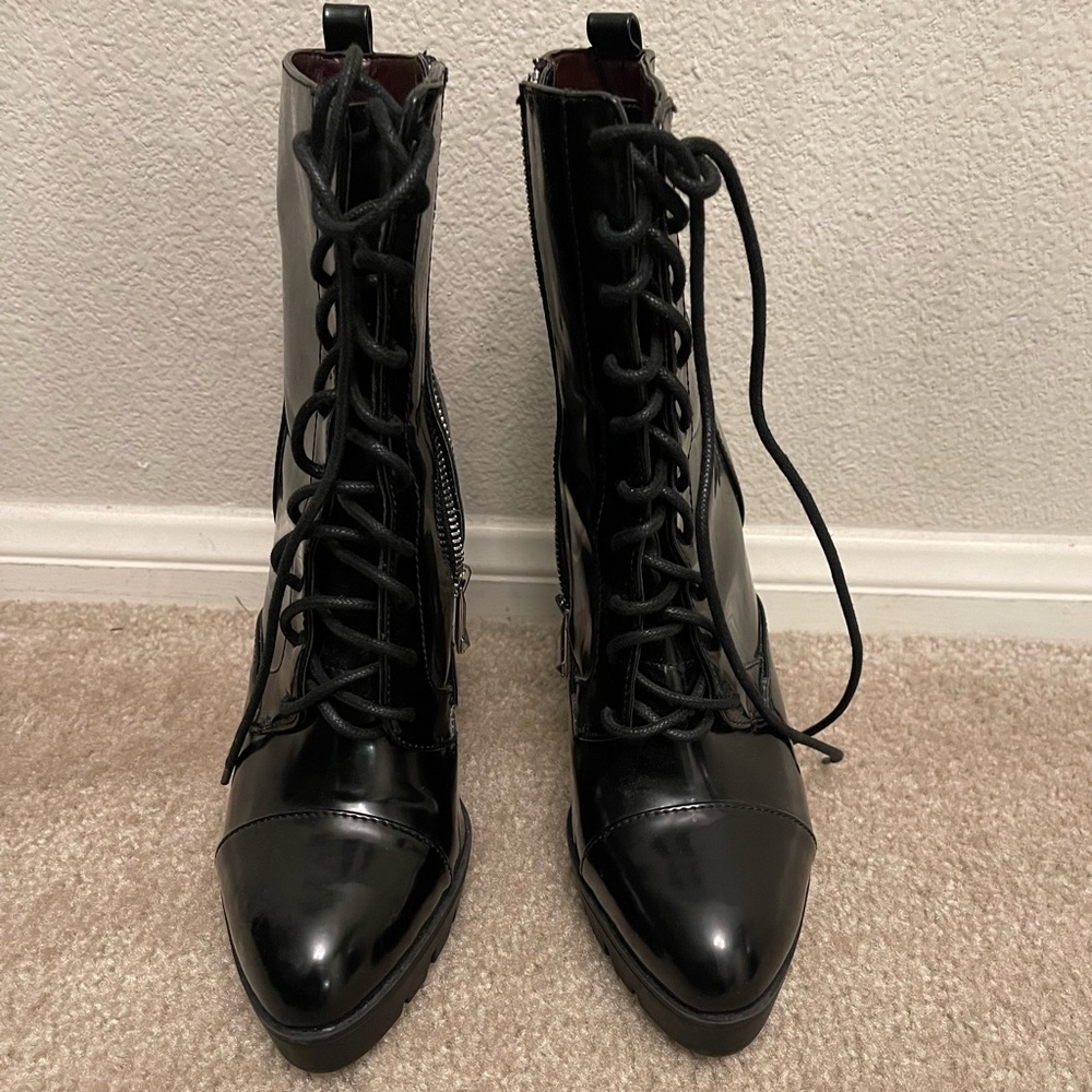 Black Lace up booties